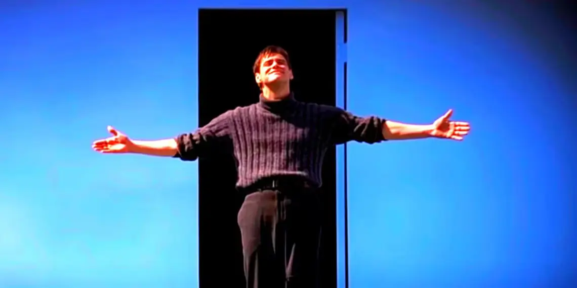 Jim Carrey bowing out in the Truman Show movie ending